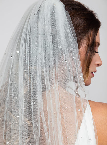 Kelly Cathedral Veil with Heavy Crystal Top and Hidden Heart Detail