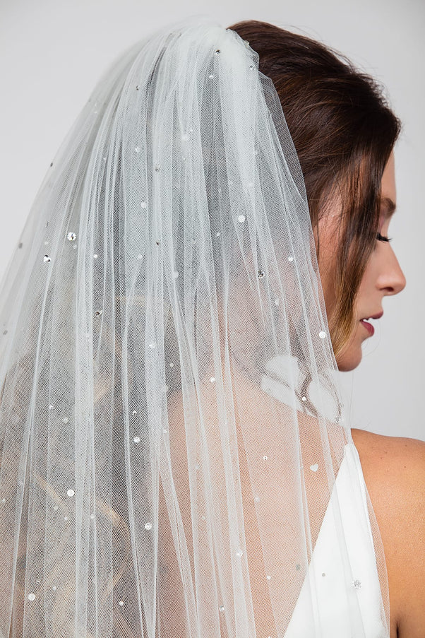 Kelly Cathedral Veil with Heavy Crystal Top and Hidden Heart Detail