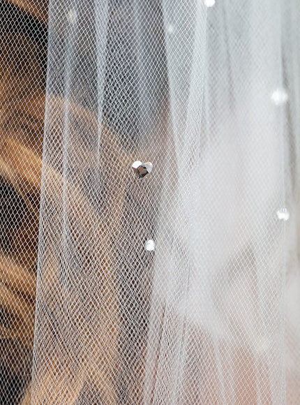 Kelly Cathedral Veil with Heavy Crystal Top and Hidden Heart Detail