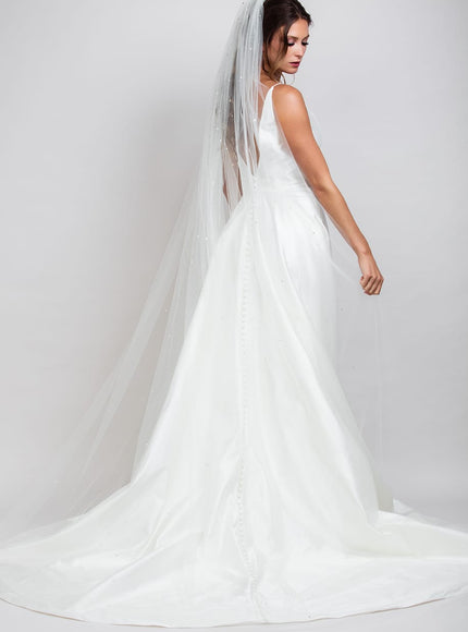 Kelly Cathedral Veil with Heavy Crystal Top and Hidden Heart Detail