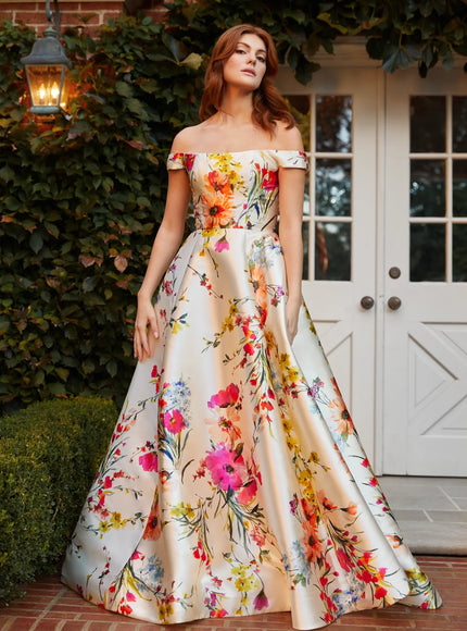 Anne Barge Kendra Mikado Off the Shoulder Gown