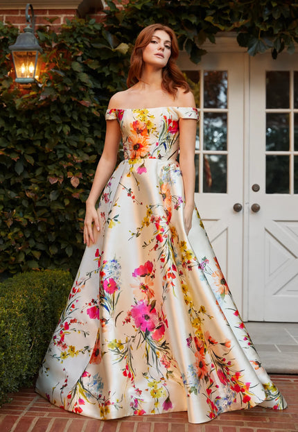 Anne Barge Kendra Mikado Off the Shoulder Gown
