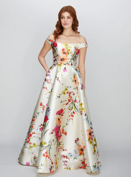 Anne Barge Kendra Mikado Off the Shoulder Gown