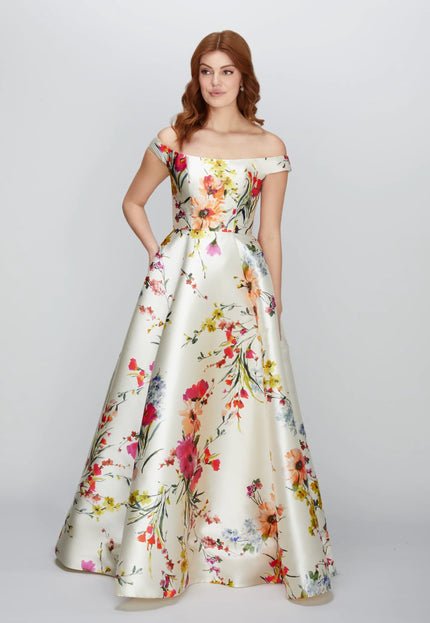 Anne Barge Kendra Mikado Off the Shoulder Gown