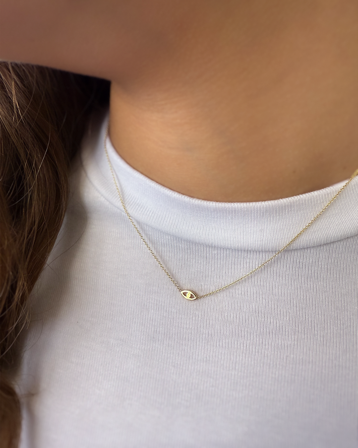 Zoe Lev Kids 14K Gold Mini Evil Eye Necklace