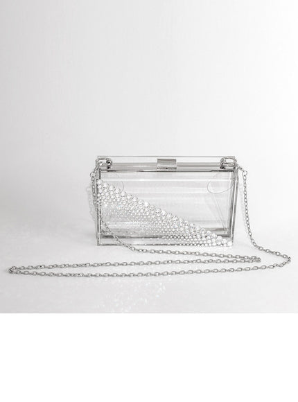 Kristy Diagonal Crystal Lucite Clutch