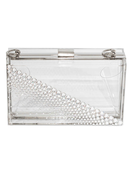 Kristy Diagonal Crystal Lucite Clutch