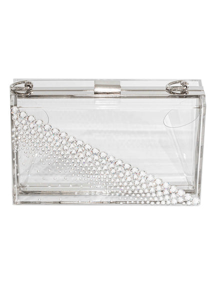 Kristy Diagonal Crystal Lucite Clutch