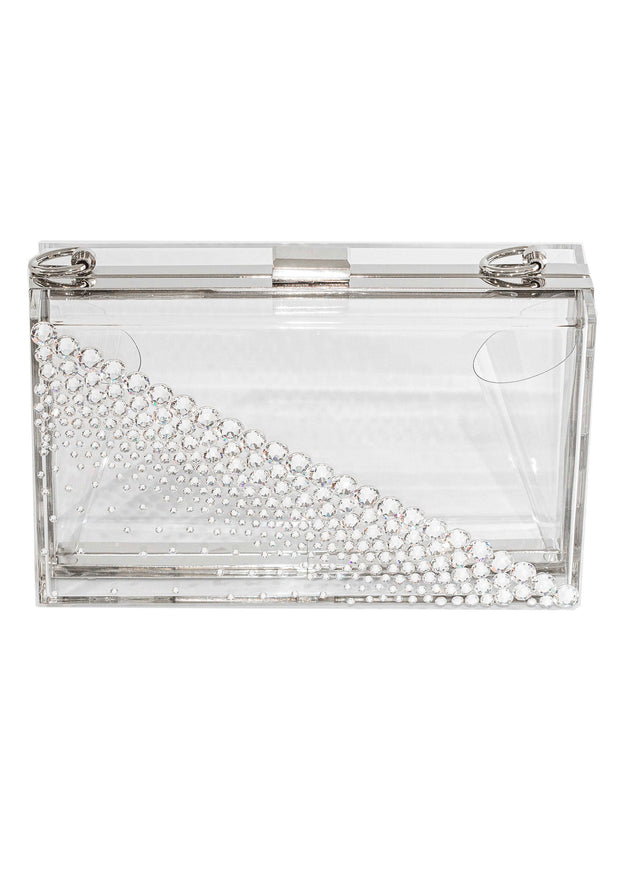 Kristy Diagonal Crystal Lucite Clutch