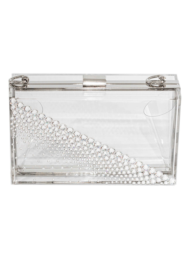 Kristy Diagonal Crystal Lucite Clutch