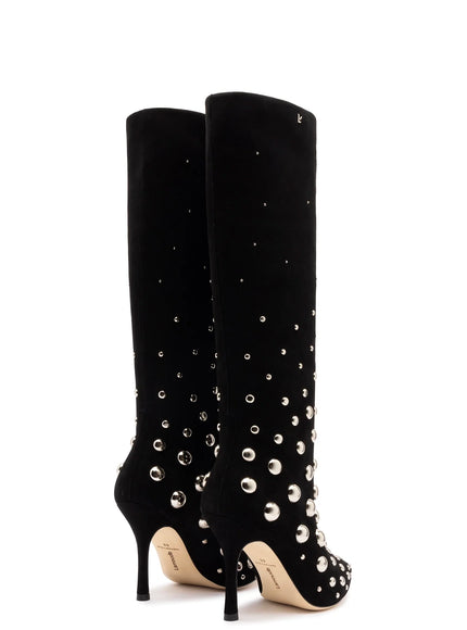 Larroude Kate Studs Boot In Black Suede