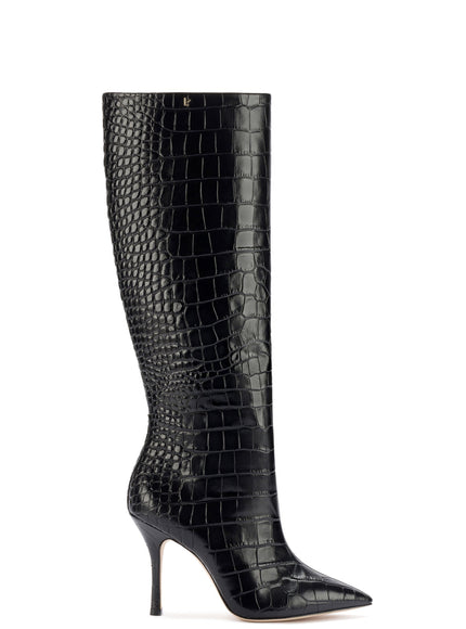 Larroude Kate Boot In Black Stamped Leather Black