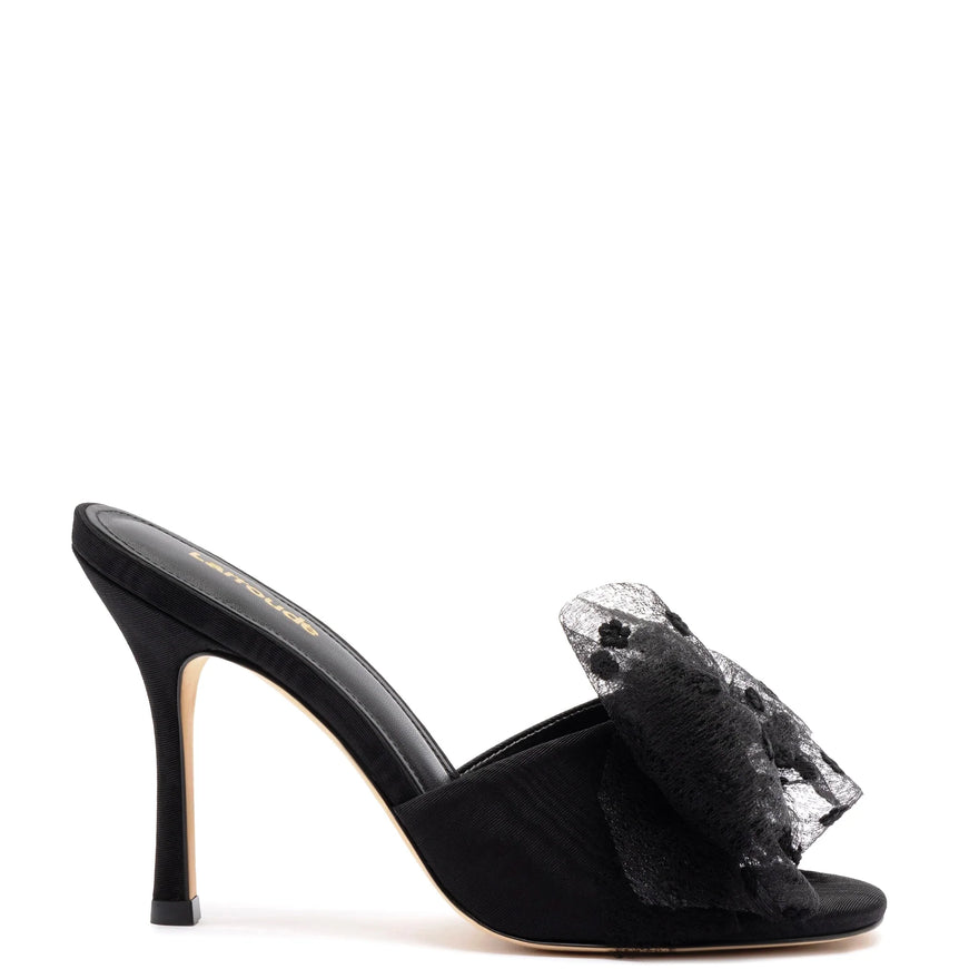 Larroude Elle Mule In Black Fabric Black