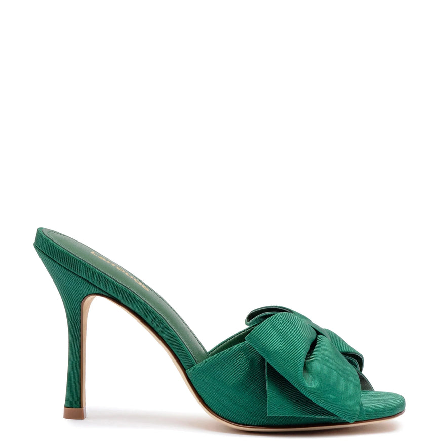 Larroude Elle Mule In Emerald Fabric Emerald