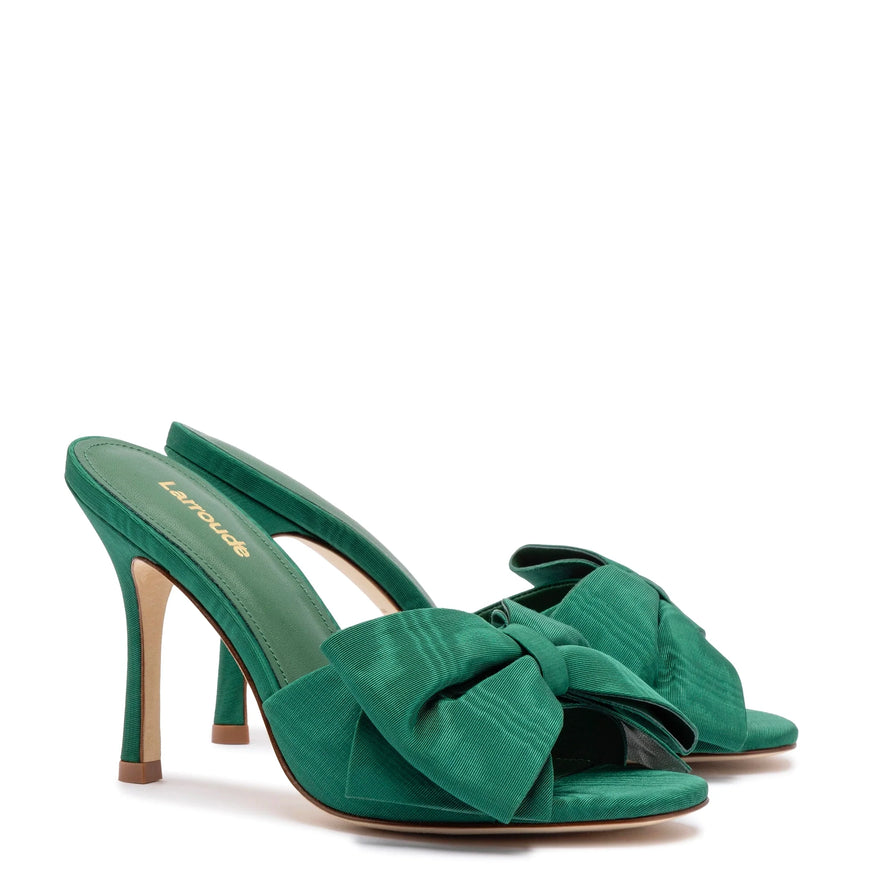 Larroude Elle Mule In Emerald Fabric