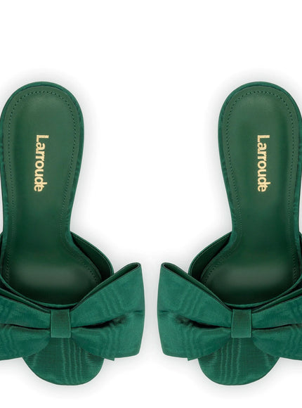 Larroude Elle Mule In Emerald Fabric