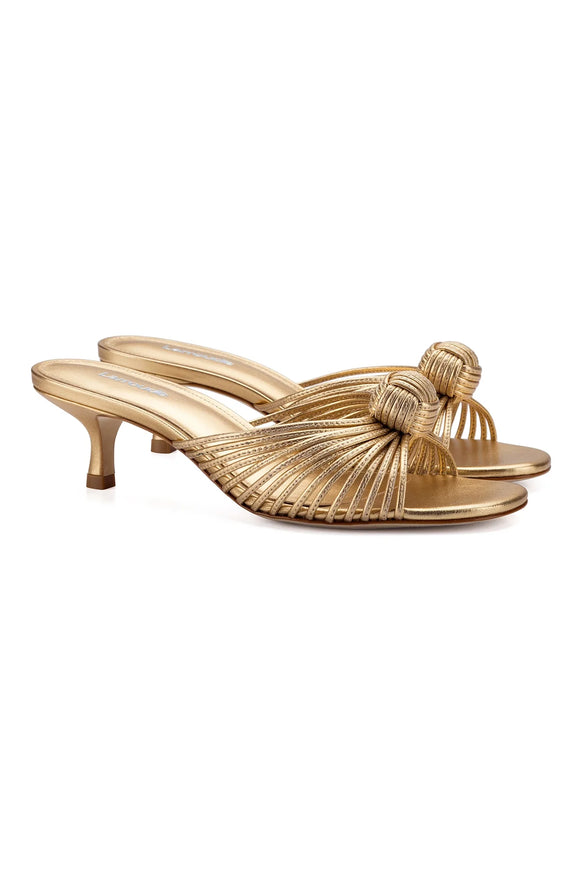 Larroude Valerie Mule In Gold Metallic Leather