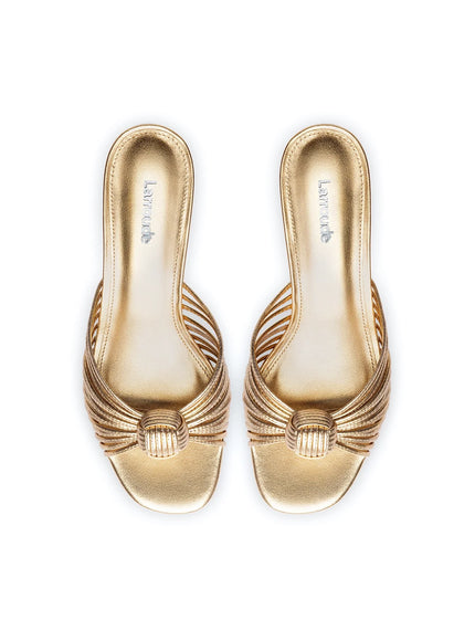 Larroude Valerie Mule In Gold Metallic Leather