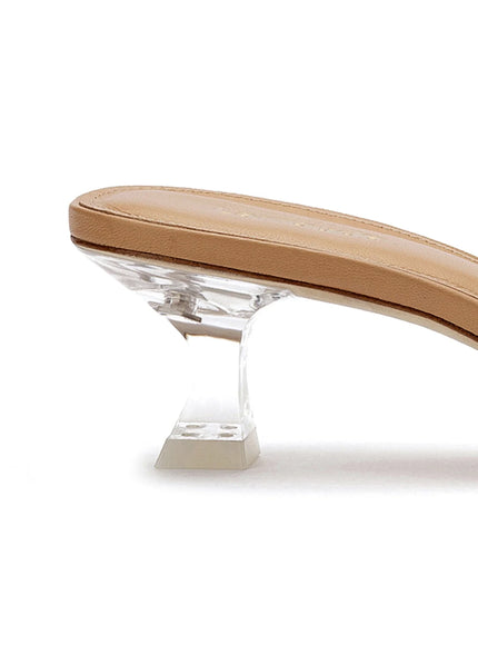 Larroude Vivi Lucite Mule In Tan Leather and Vinyl