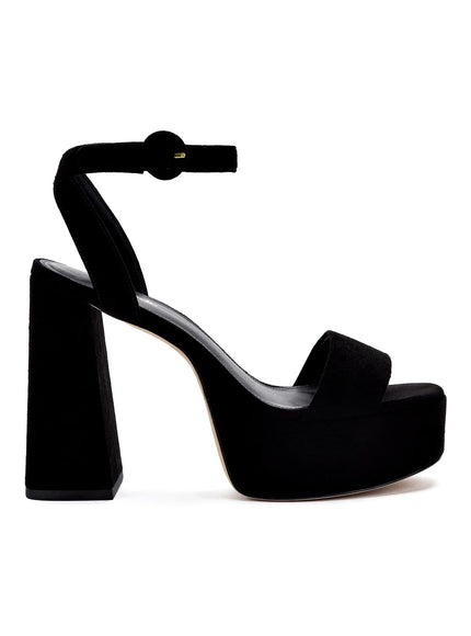 Larroude Dolly Sandal In Black Suede