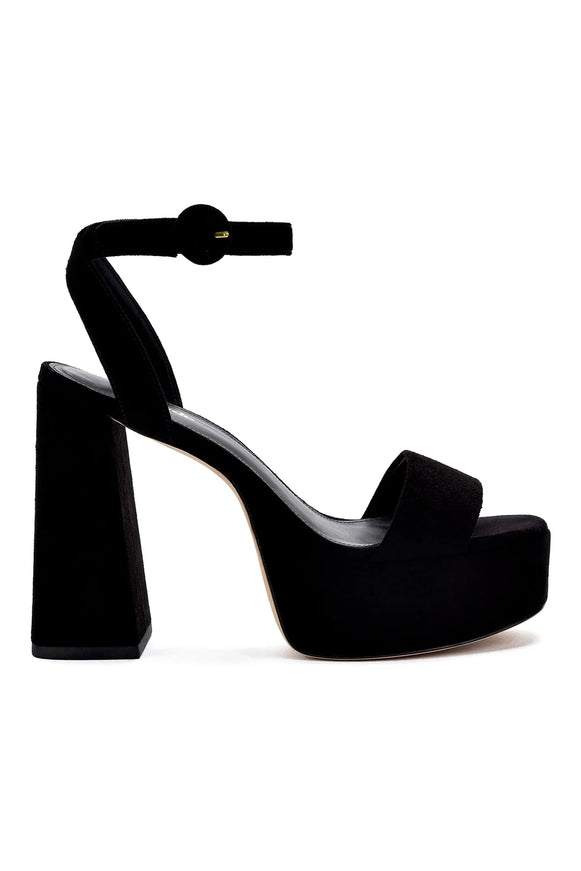 Larroude Dolly Sandal In Black Suede