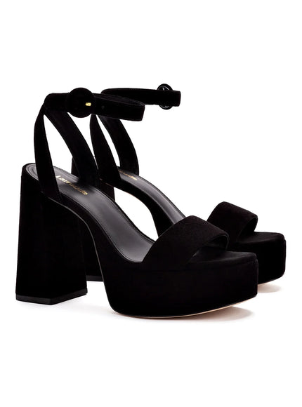 Larroude Dolly Sandal In Black Suede