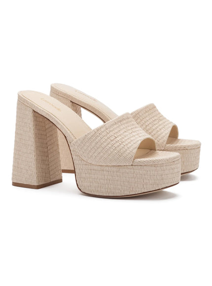 Larroude Dolly Mule In Natural Raffia