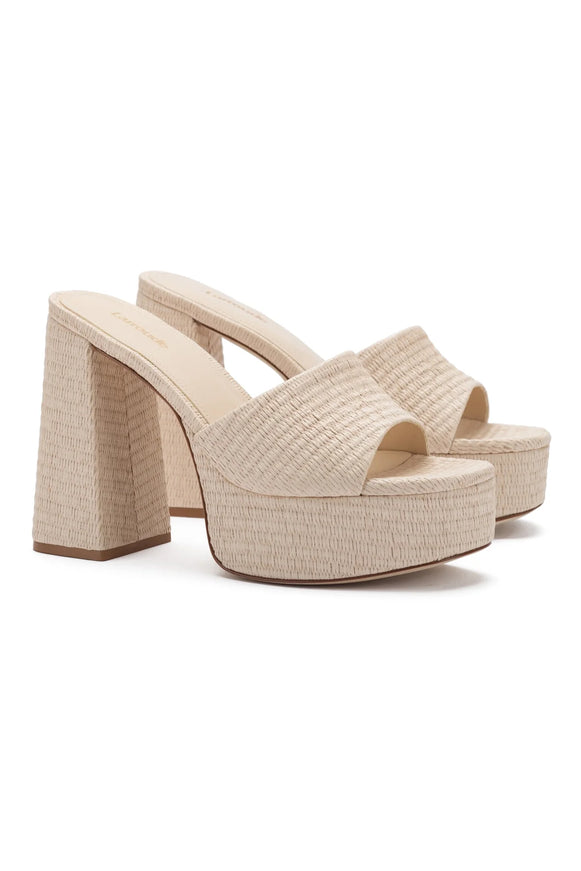Larroude Dolly Mule In Natural Raffia