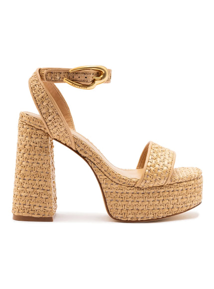 Larroude Dolly Verona Sandal In Raffia Beige Leather