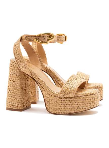 Larroude Dolly Verona Sandal In Raffia Beige Leather