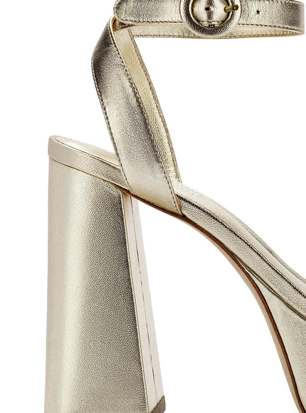 Larroude Dolly Sandal In Gold Metallic Leather