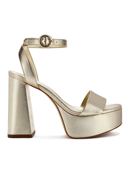 Larroude Dolly Sandal In Gold Metallic Leather
