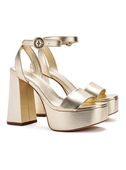 Larroude Dolly Sandal In Gold Metallic Leather