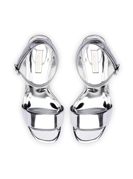 Larroude Dolly Sandal In Silver Specchio