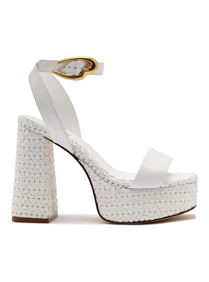 Larroude Dolly Verona Sandal In White Leather and White Raffia