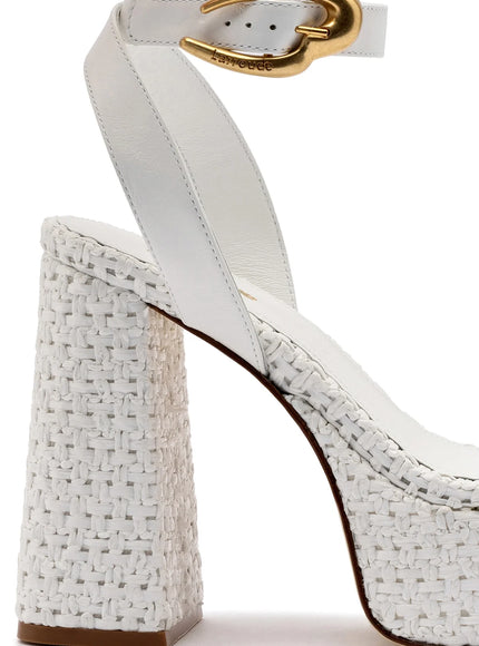 Larroude Dolly Verona Sandal In White Leather and White Raffia