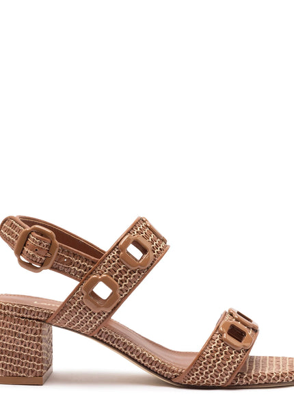 Larroude Milan Sandal In Caramel Wave Raffia Caramel