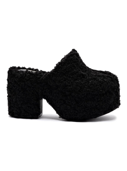 Larroude Miso Clog In Black Shearling