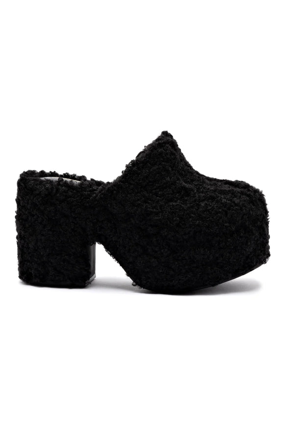 Larroude Miso Clog In Black Shearling