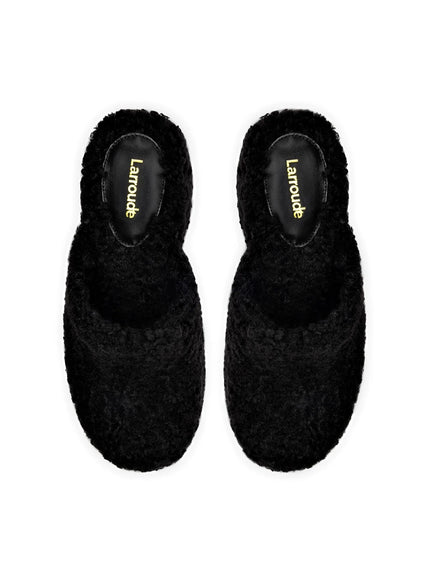 Larroude Miso Clog In Black Shearling