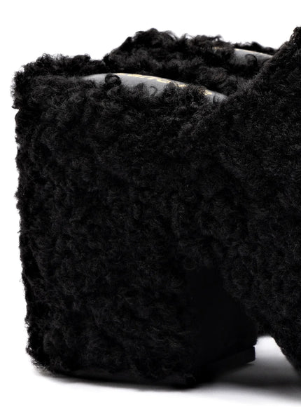 Larroude Miso Clog In Black Shearling