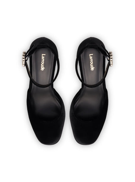 Larroude Ari Pump In Black Velvet