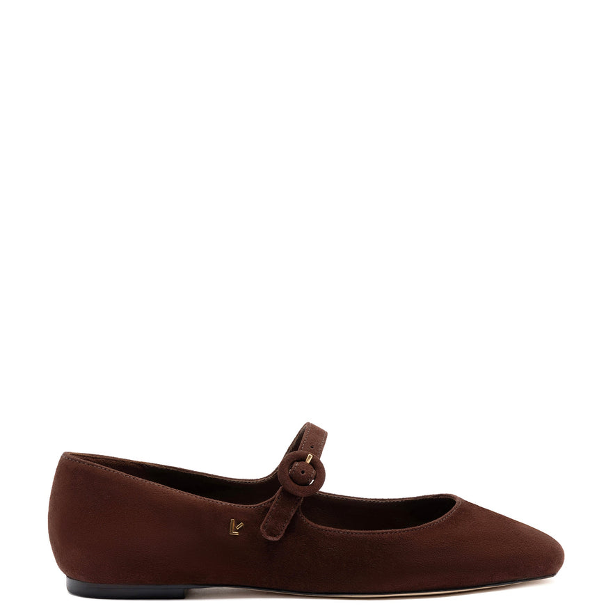 Larroude Blair Ballet Flat In Brown Suede Brown