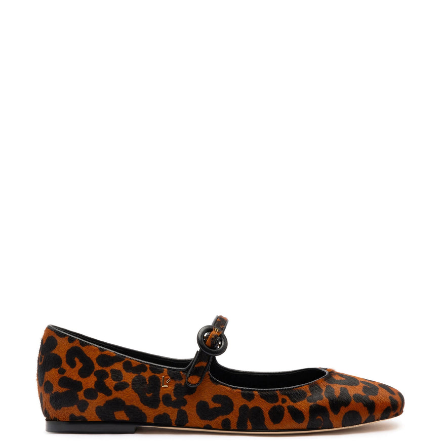 Larroude Blair Ballet Flat In Leopard Print Calf Hair Leopard