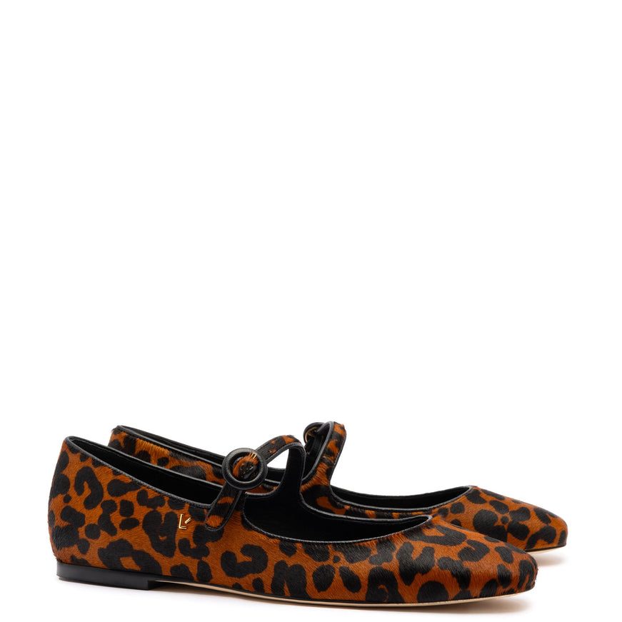 Larroude Blair Ballet Flat In Leopard Print Calf Hair