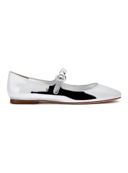 Larroude Blair Ballet Flat In Silver Specchio