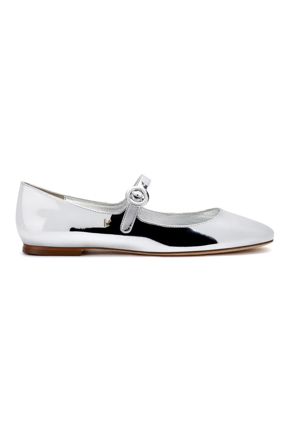 Larroude Blair Ballet Flat In Silver Specchio