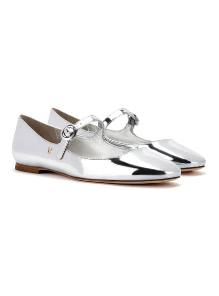 Larroude Blair Ballet Flat In Silver Specchio