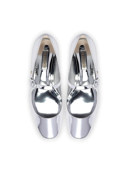 Larroude Blair Ballet Flat In Silver Specchio