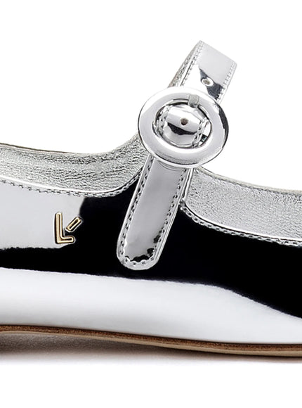 Larroude Blair Ballet Flat In Silver Specchio